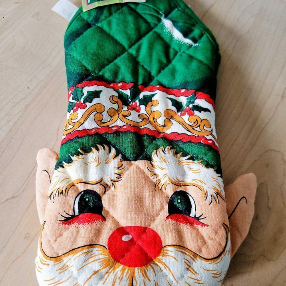 Cambridge ELF oven mit Christmas decor with happy Holidays Inside Mouth NWT